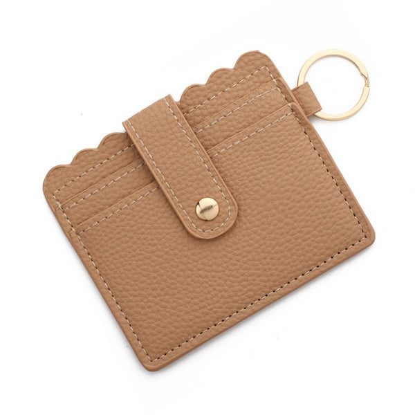 Multi-Card PU Wallet with Keychain & Coin Pocket_CWAB4937: BEIGE / (OS) 1