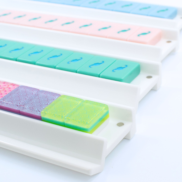MAHJONG RACKS | Premium Acrylic | 4 Racks + 4 Pushers: Transparent Clear