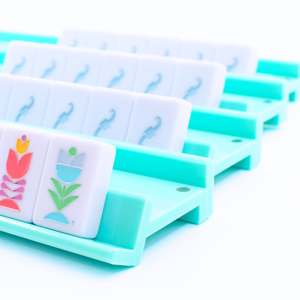 MAHJONG RACKS | Premium Acrylic | 4 Racks + 4 Pushers: Transparent Clear