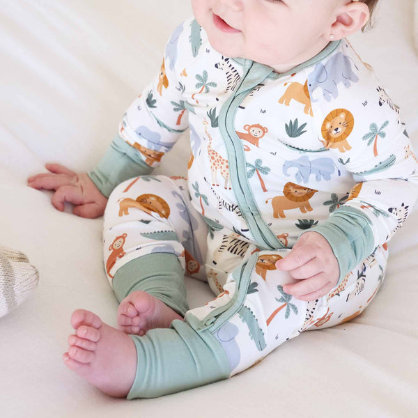 Safari Snuggles Convertible Zip Romper: 6-12 months