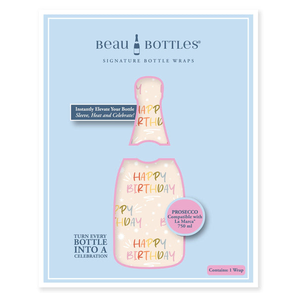 Birthday in Pastel Prosecco Bottle Wrap
