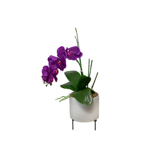 Grey Pot with Purple Orchid/Wood
