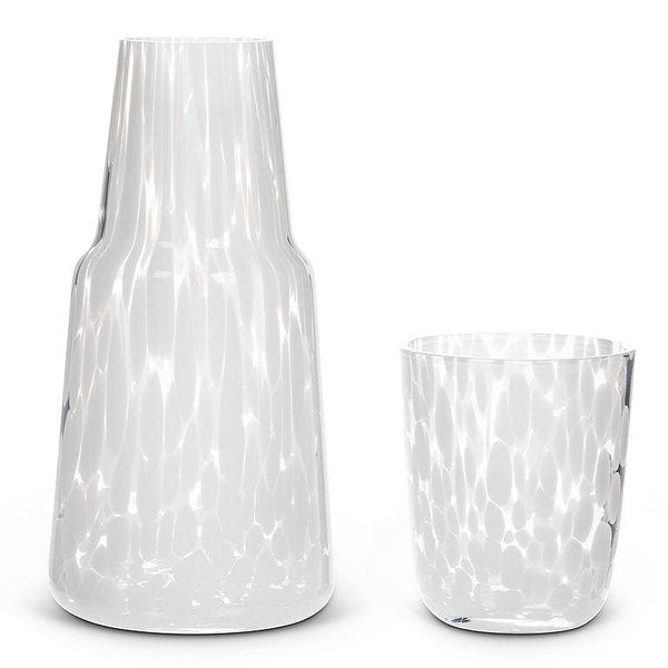Fused Dots Bedside Carafe & Cup-8.5"H(24oz): White
