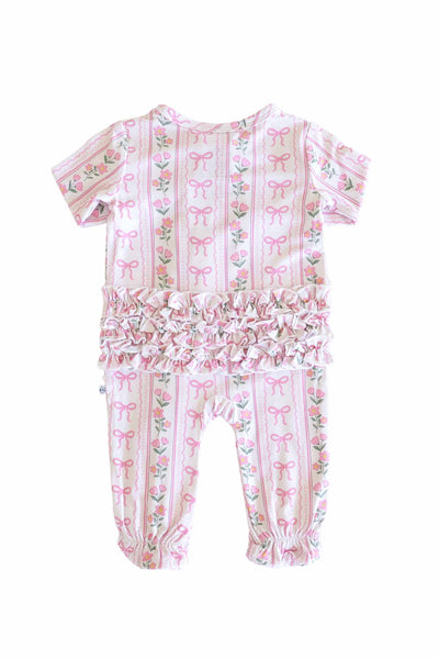 Ruffle Zipper Footie | Coquette Garden: 6-9 months