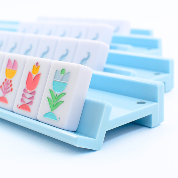 MAHJONG RACKS | Premium Acrylic | 4 Racks + 4 Pushers: Transparent Clear
