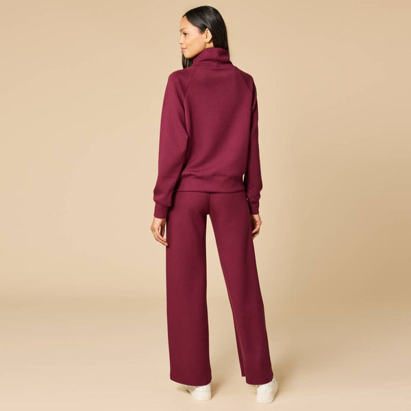 Athleisure DreamTech Mock Neck with Pleat Pant for Women: Espresso / S