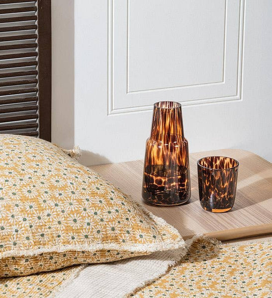 Fused Dots Bedside Carafe & Cup-8.5"H(24oz): Amber