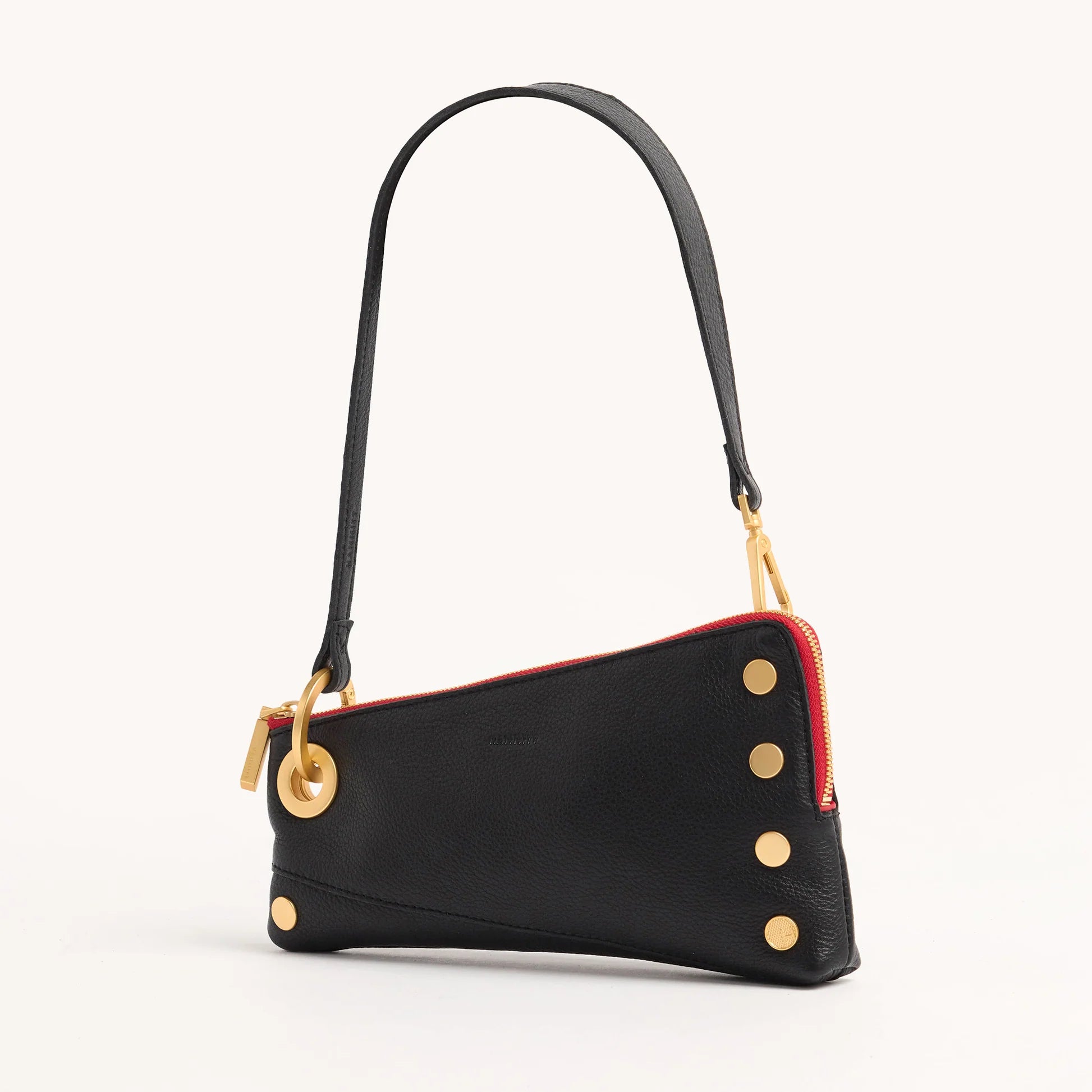 Nash Pochette - Black/Brushed Gold/Red Zipper