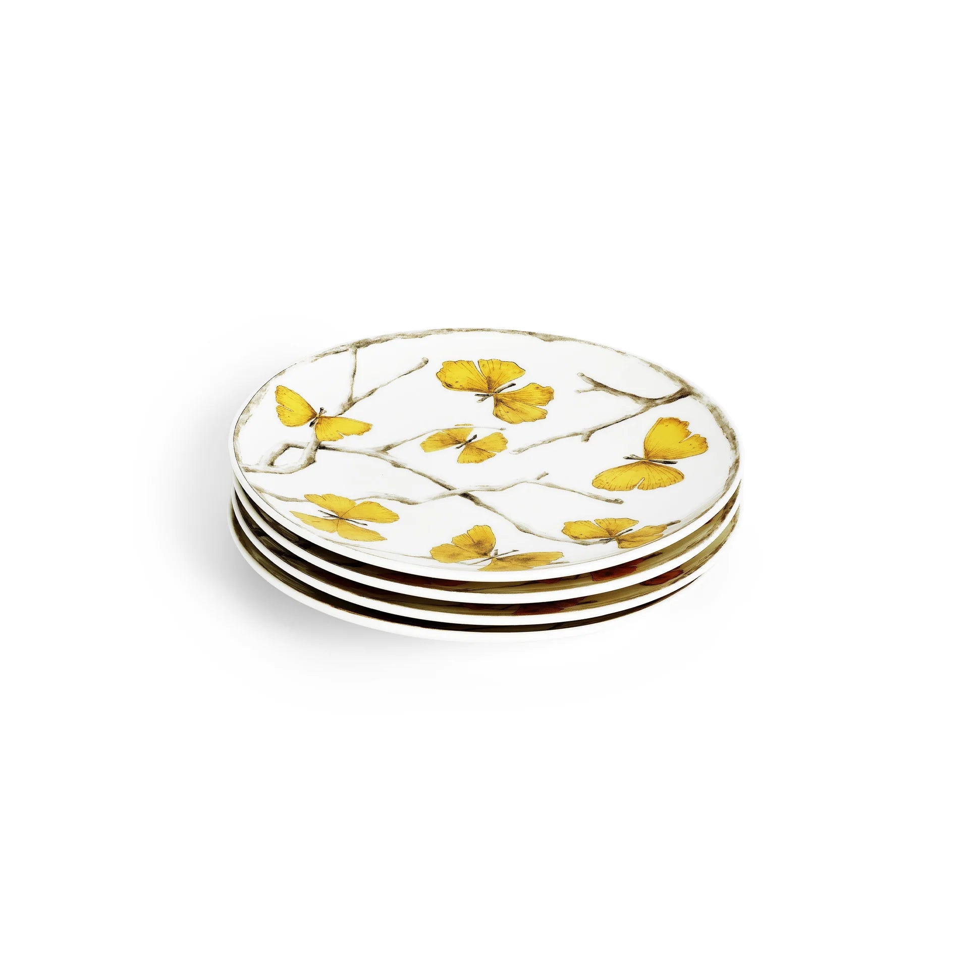 Butterfly Ginkgo Gold Tidbit Plate Set of 4