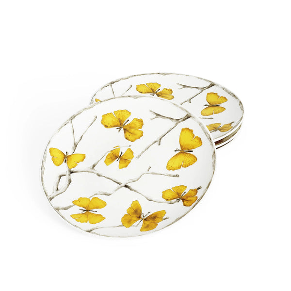 Butterfly Ginkgo Gold Tidbit Plate Set of 4