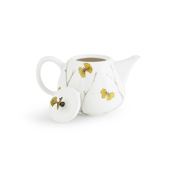 Butterfly Ginkgo Porcelain Teapot