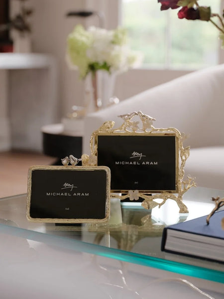 Lovebirds Frame,  Gold with Silver Birds - 4 x 6