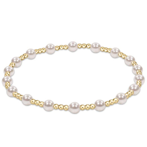 Classic Sincerity Pattern 4MM Bead Bracelet - Pearl