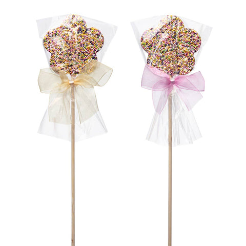 Easter Pink Themed Flower Shape Lollies x2