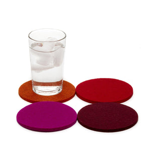 Round Felt Coasters - Set of 4 -Bordeaux