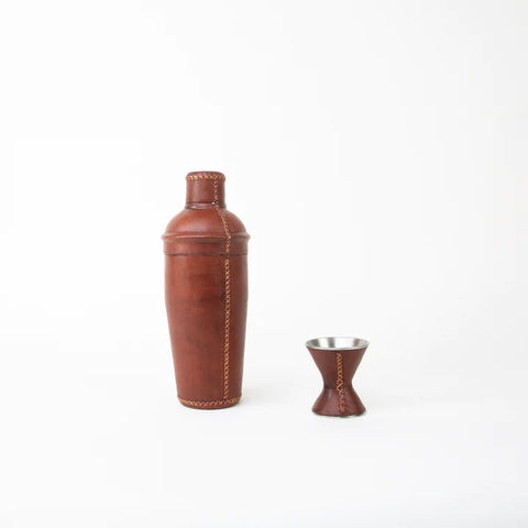 Brown Leather Shaker w Jigger