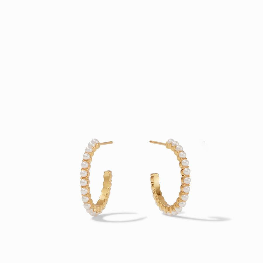Juliet Hoops Gold Pearl - Small