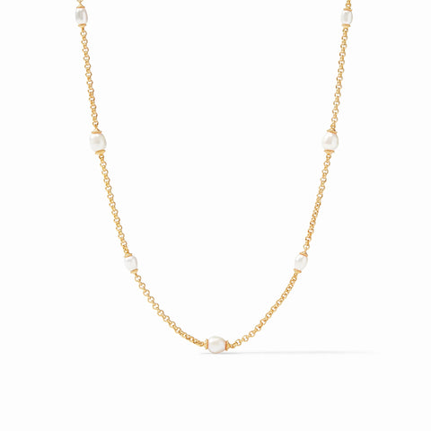 Marbella Station Necklace Gold/Freshwater Pearl