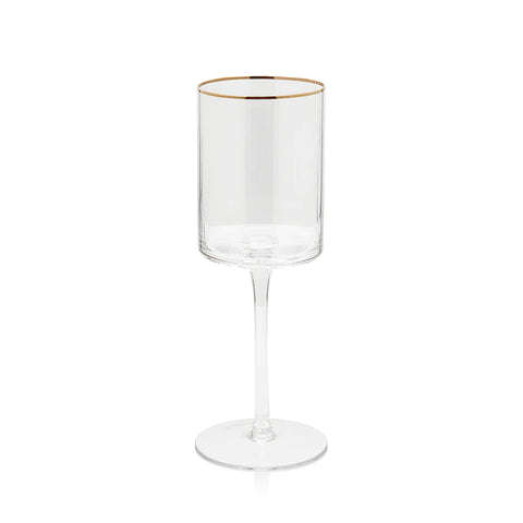 Optic White Wine Glass w/Gold Rim