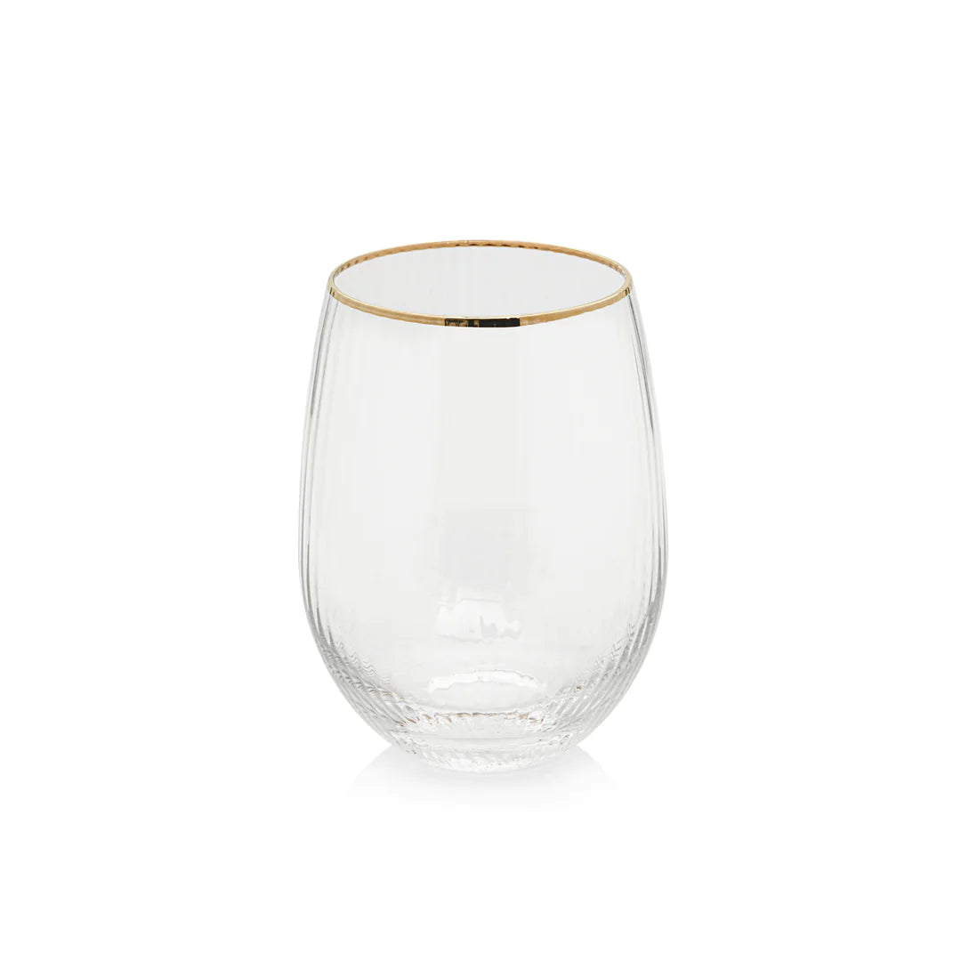 Optic Stemless All-Purpose Glass w/Gold Rim