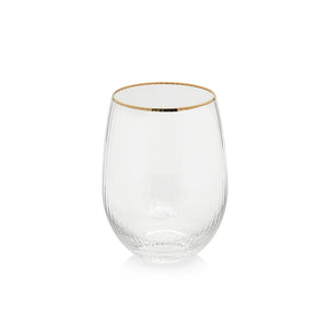 Optic Stemless All-Purpose Glass w/Gold Rim