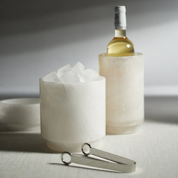 Polished Alabaster Stone Candle Holder/Vase/Ice Bucket