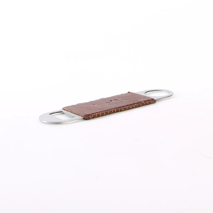7" Stainless Steel Bottle Opener - Brown Leather