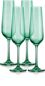 Champagne Flutes - Green