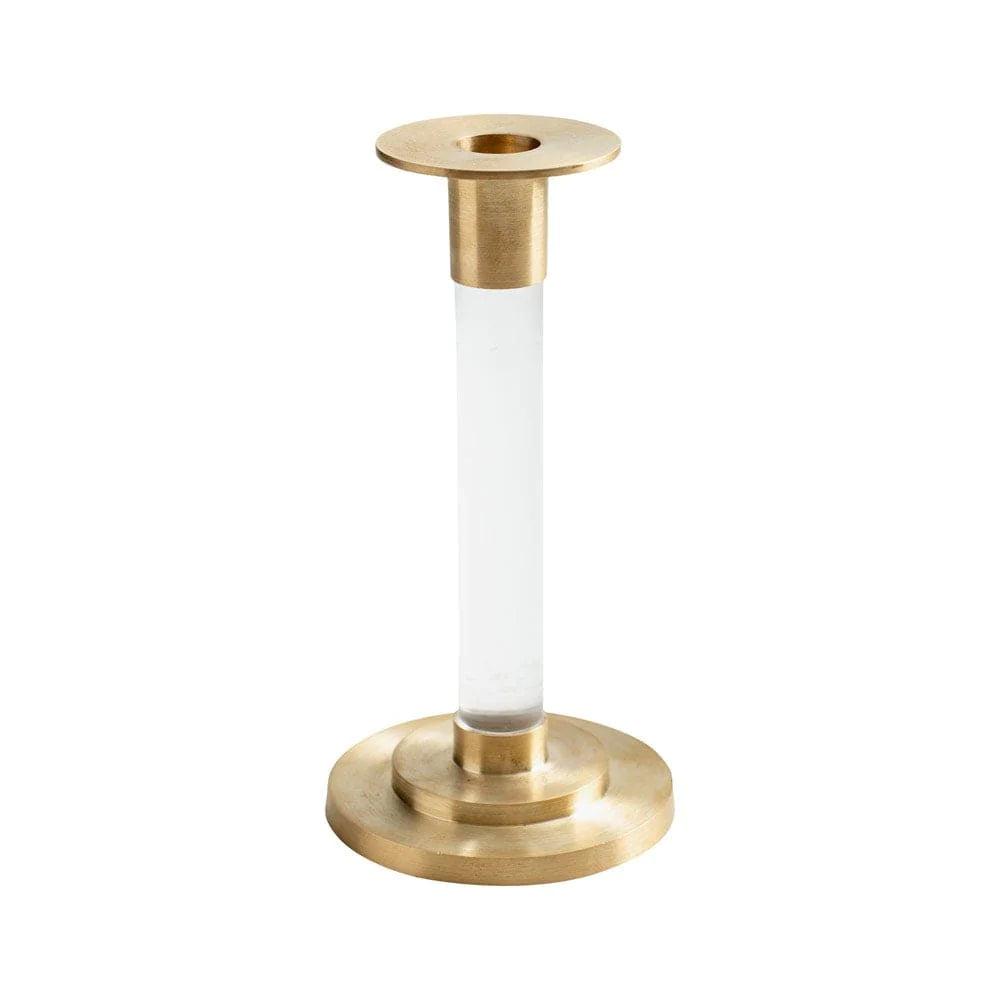 Small Brass & Resin Clear Candlestick - 7"