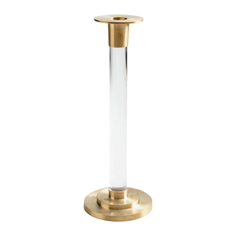 Large Brass & Resin Clear Candlestick - 10"